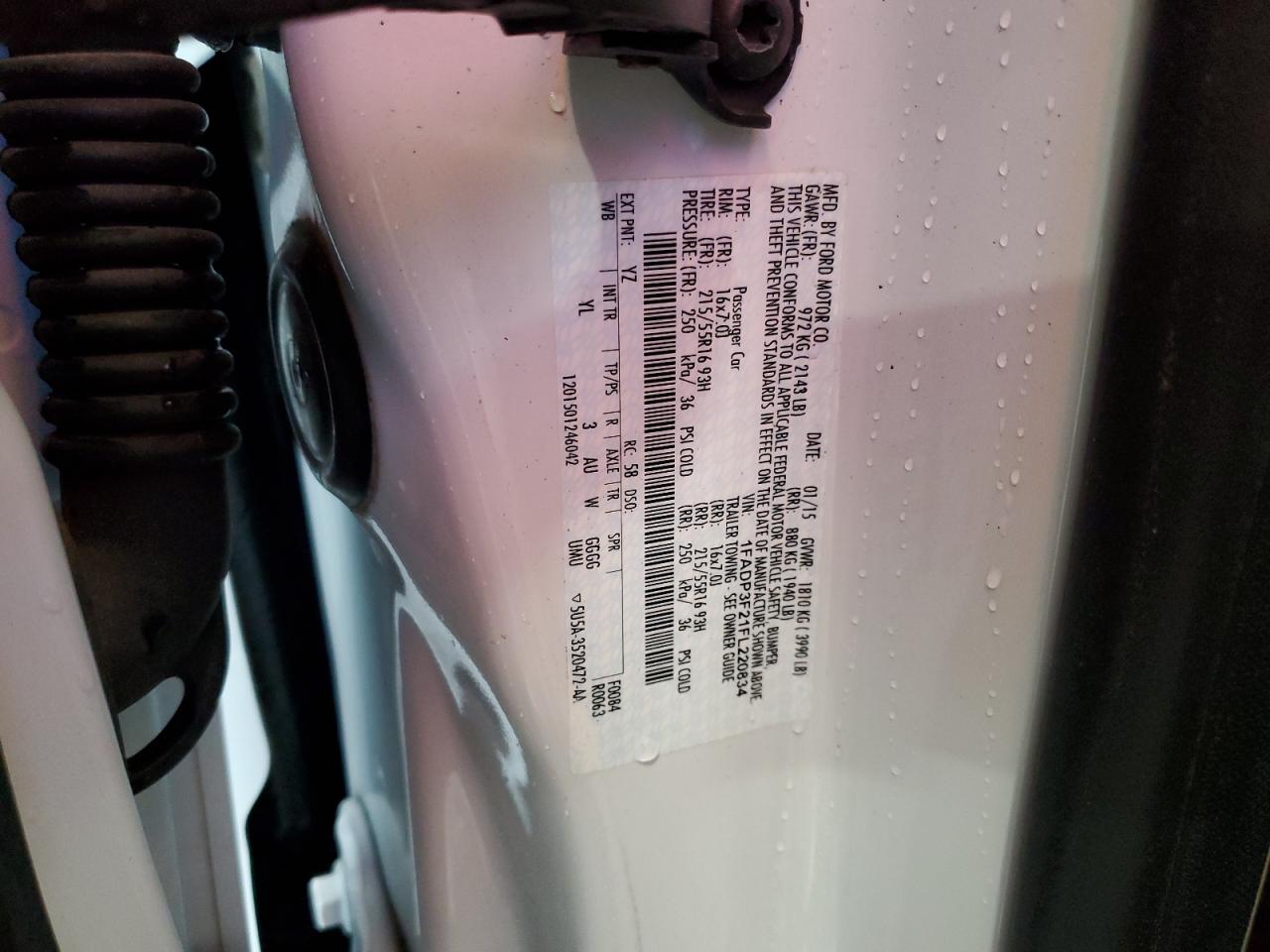 2015 Ford Focus VIN 1FADP3F21FL220834 Copart auction photo, front end damage thumbnail 12
