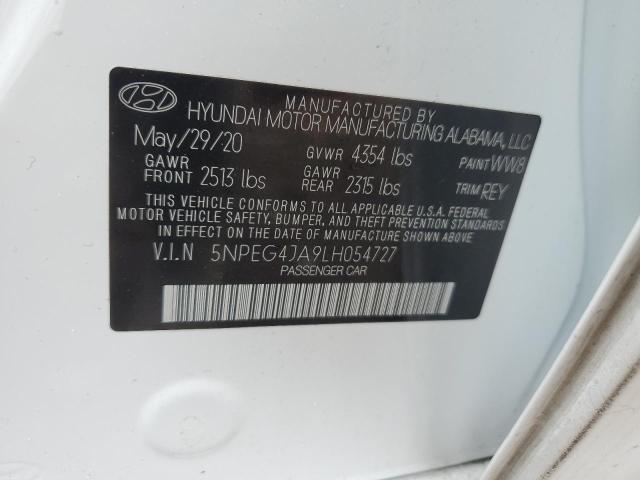 2020 Hyundai Sonata VIN 5NPEG4JA9LH054727 Copart auction photo, side / front end damage thumbnail 12