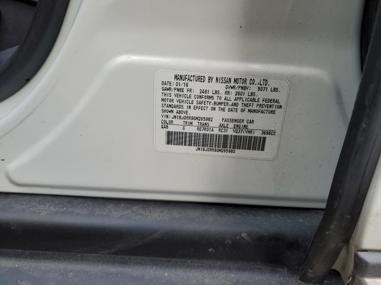 2016 Infiniti QX50 VIN JN1BJ0RR9GM265982 Copart auction photo, front end damage thumbnail 13