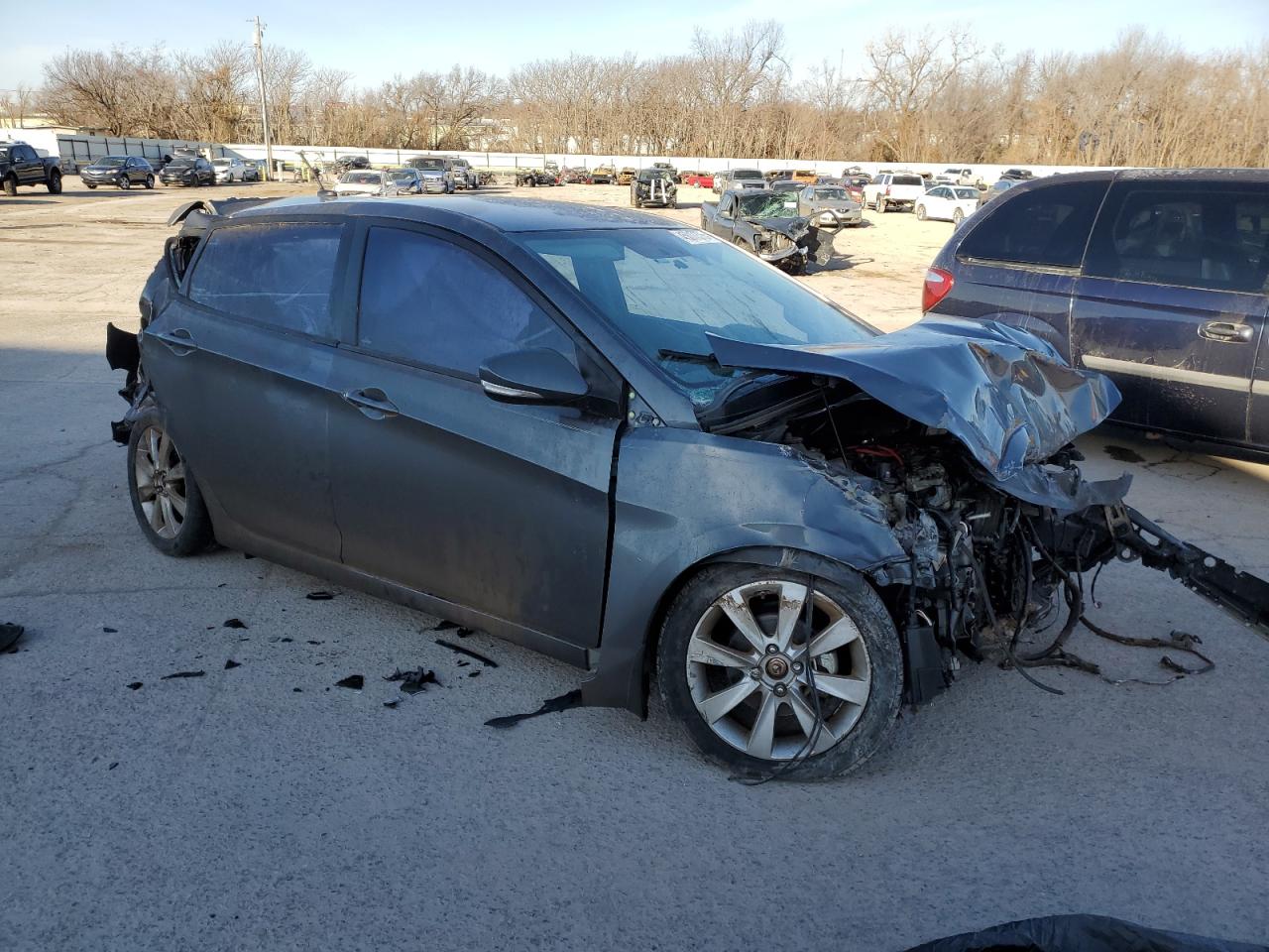2013 Hyundai Accent VIN KMHCU5AE4DU078641 Copart auction photo, all over / frame damage damage thumbnail 4