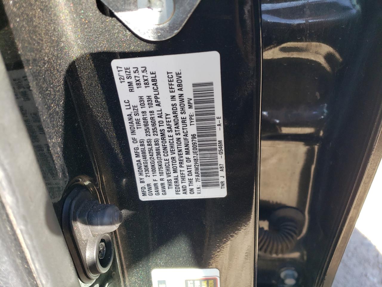 2018 Honda CR-V VIN 7FARW2H87JE009796 Copart auction photo, all over damage thumbnail 13