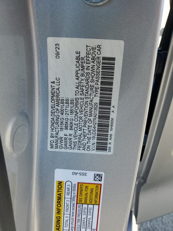2024 Acura Integra VIN 19UDE4H27RA013529 Copart auction photo, front end / minor dent/scratches damage thumbnail 12