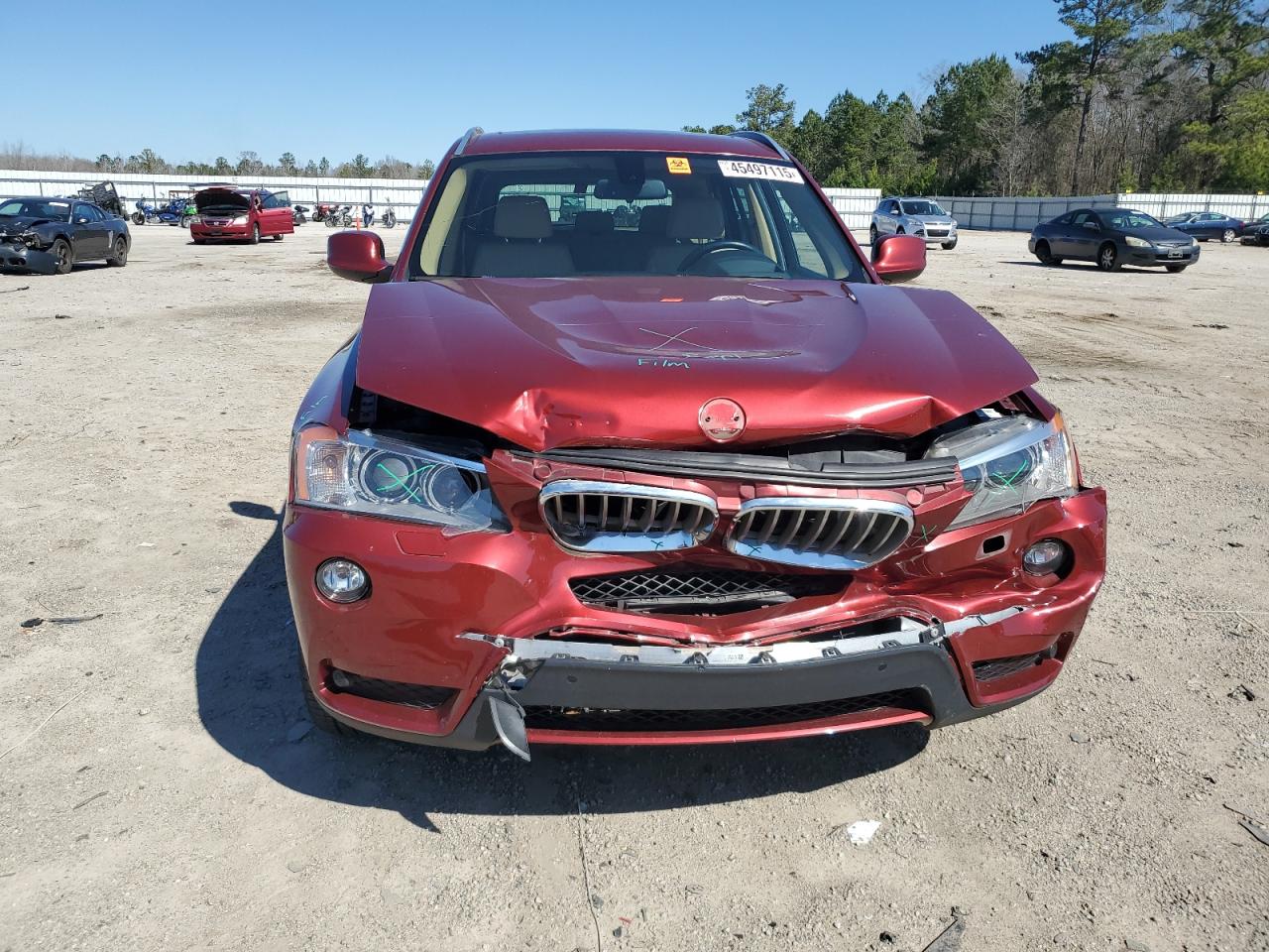 2014 BMW X3 VIN 5UXWX7C55E0E80602 Copart auction photo, front end damage thumbnail 5