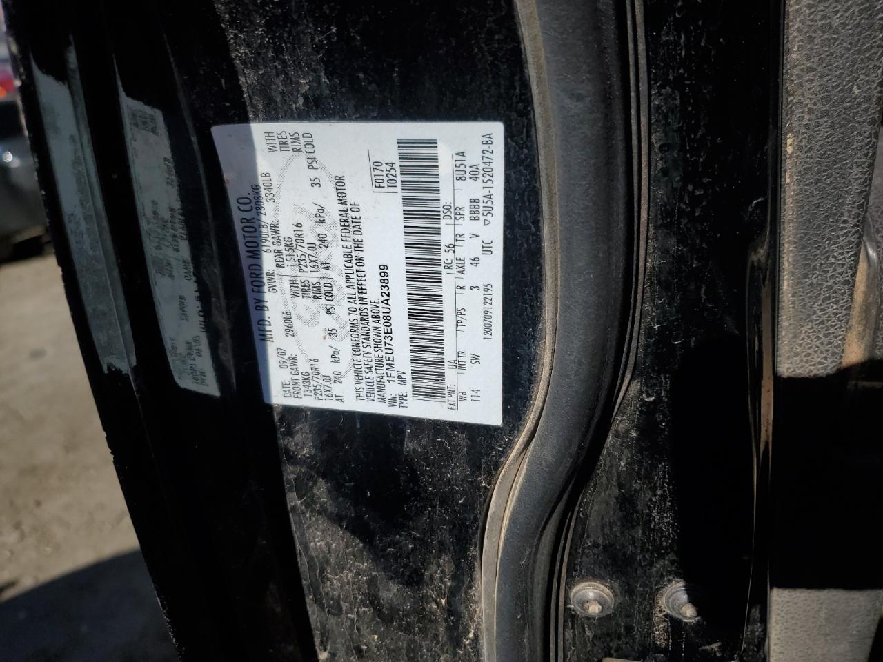 2008 Ford Explorer VIN 1FMEU73E08UA23899 Copart auction photo, all over damage thumbnail 13