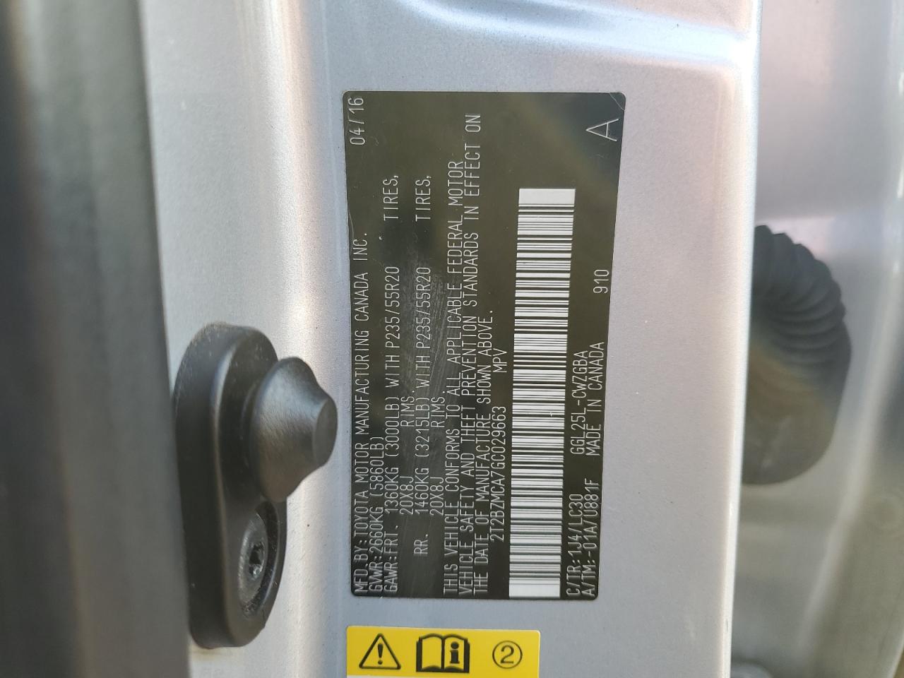 2016 Lexus RX VIN 2T2BZMCA7GC029663 Copart auction photo, all over / undercarriage damage thumbnail 15