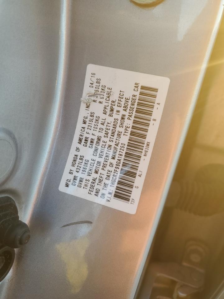 2016 Honda Accord VIN 1HGCR2F99GA187250 Copart auction photo, rear end damage thumbnail 12
