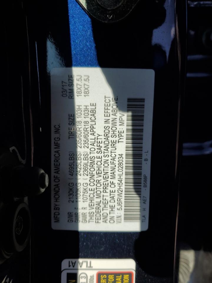 2017 Honda CR-V VIN 5J6RW2H54HL028034 Copart auction photo, front end damage thumbnail 14