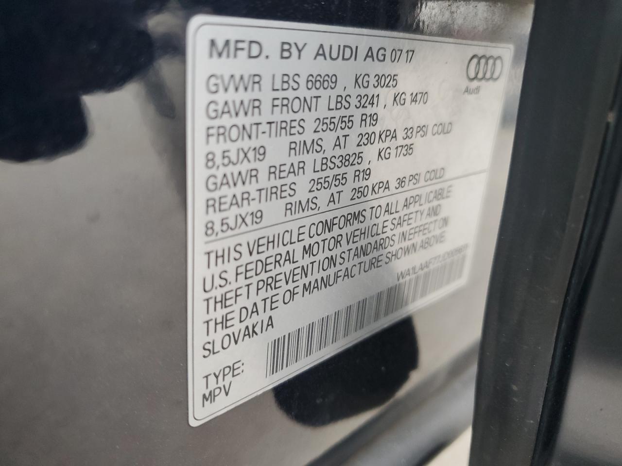 2018 Audi Q7 VIN WA1LAAF77JD005611 Copart auction photo, normal wear damage thumbnail 13
