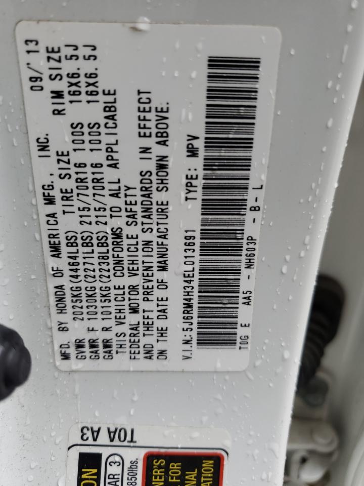 2014 Honda CR-V VIN 5J6RM4H34EL013691 Copart auction photo, rear end damage thumbnail 14