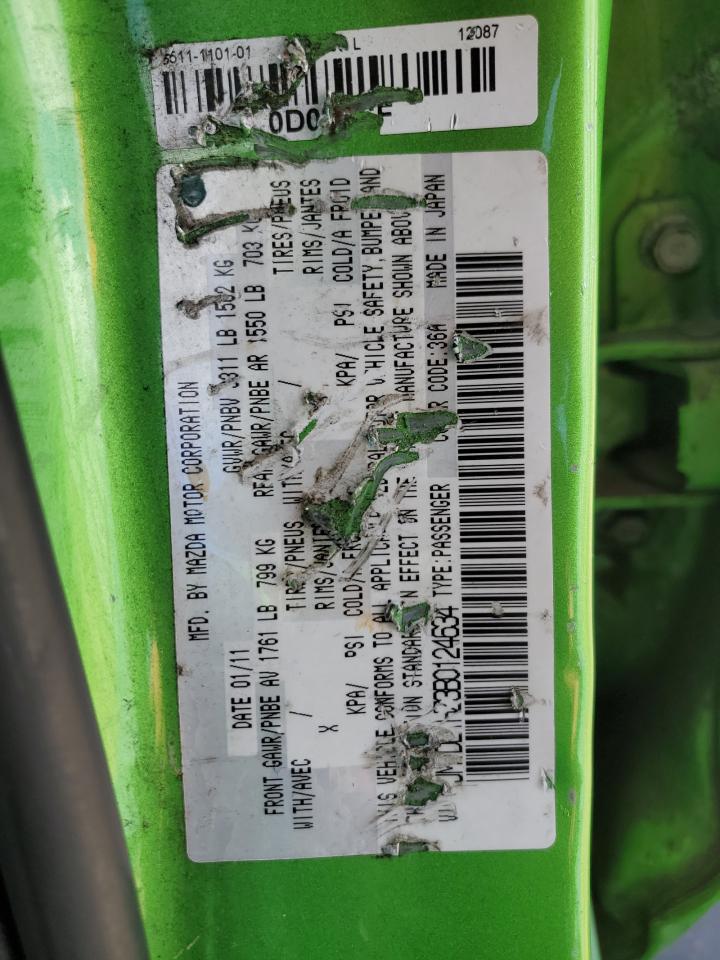 2011 Mazda 2 VIN JM1DE1HZ3B0124634 Copart auction photo, all over damage thumbnail 13