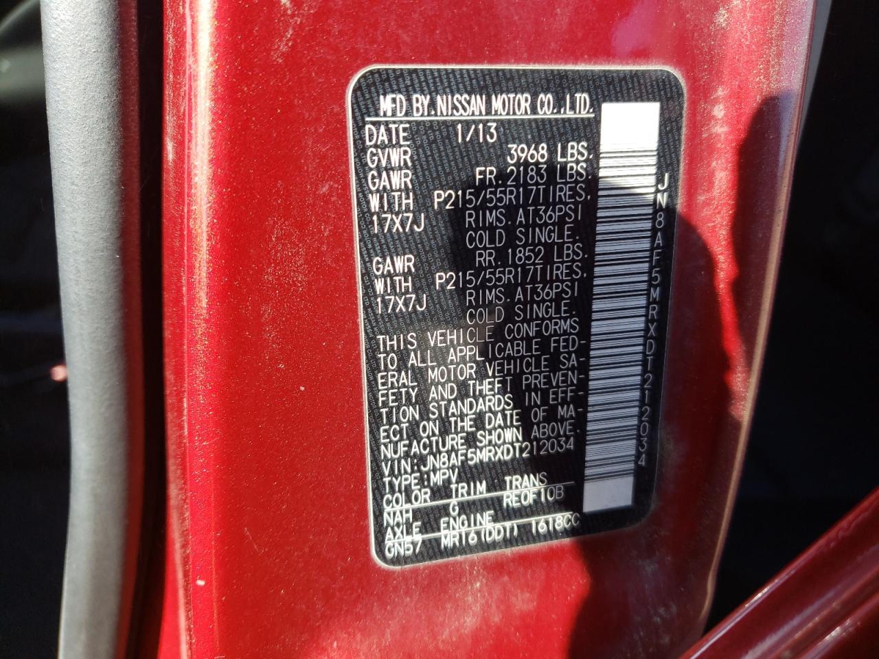 2013 Nissan Juke VIN JN8AF5MRXDT212034 Copart auction photo, front end damage thumbnail 15