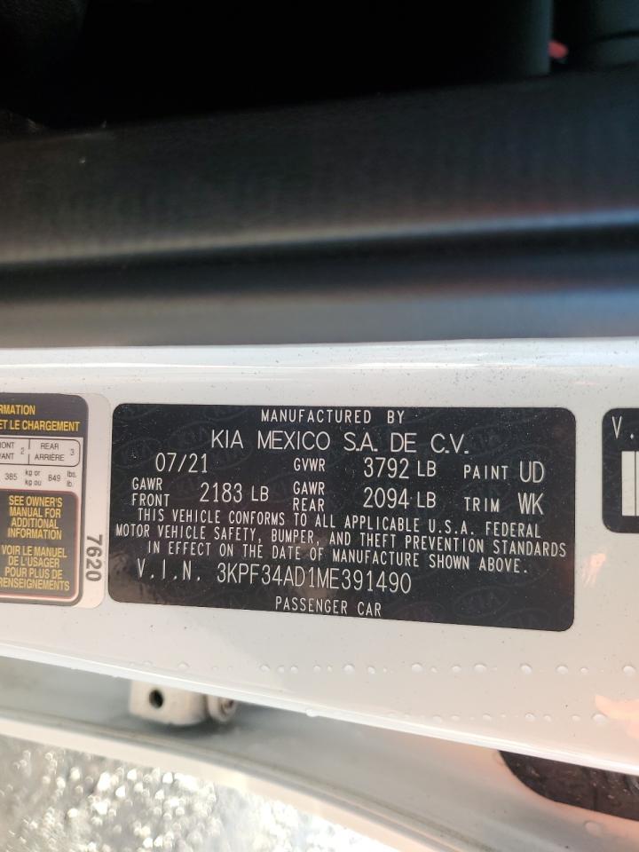 2021 KIA Forte VIN 3KPF34AD1ME391490 Copart auction photo, rear end damage thumbnail 13
