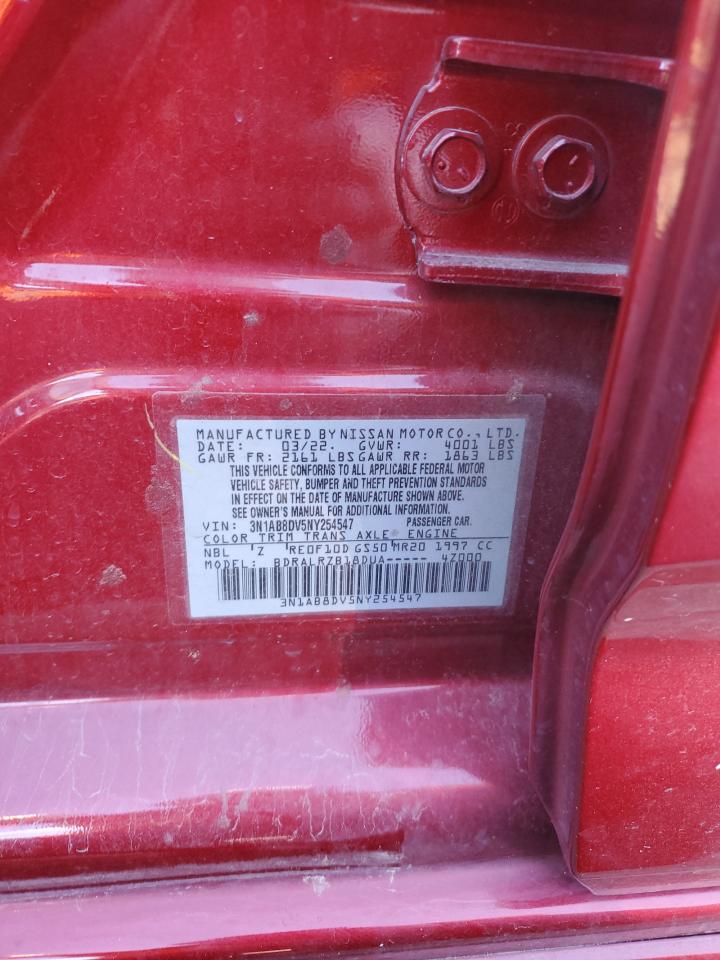 2022 Nissan Sentra VIN 3N1AB8DV5NY254547 Copart auction photo, mechanical damage thumbnail 12