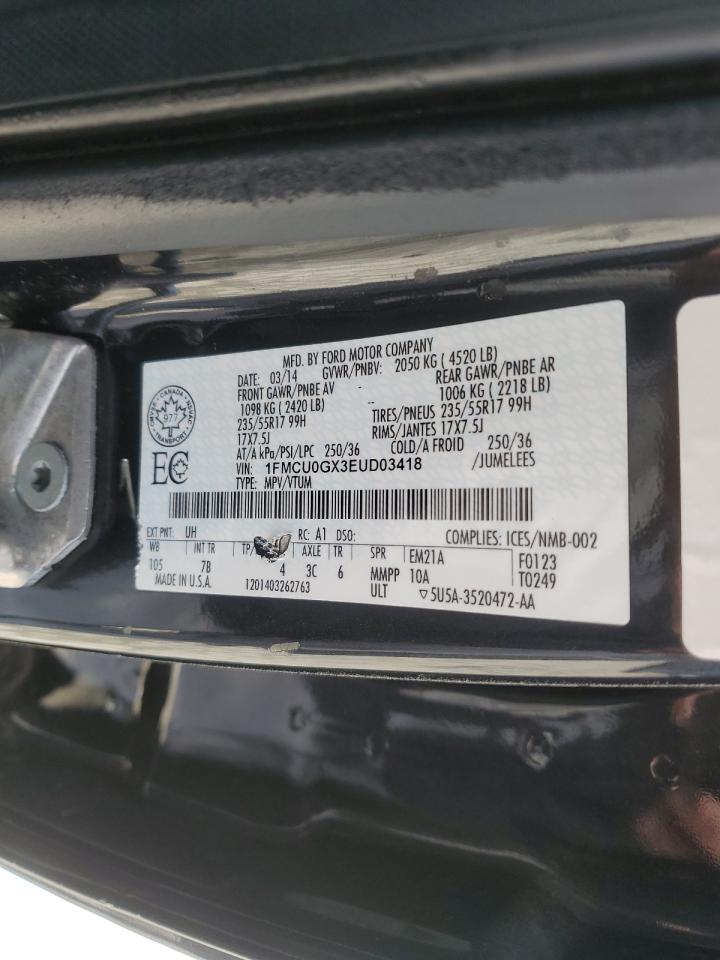 2014 Ford Escape VIN 1FMCU0GX3EUD03418 Copart auction photo, mechanical / normal wear damage thumbnail 13
