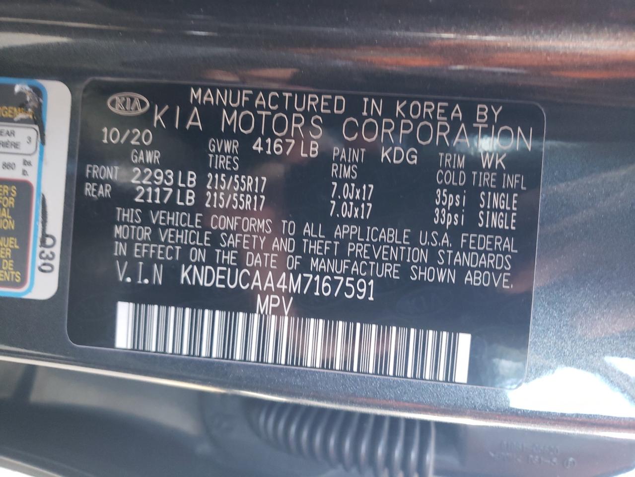 2021 KIA Seltos VIN KNDEUCAA4M7167591 Copart auction photo, front end damage thumbnail 12