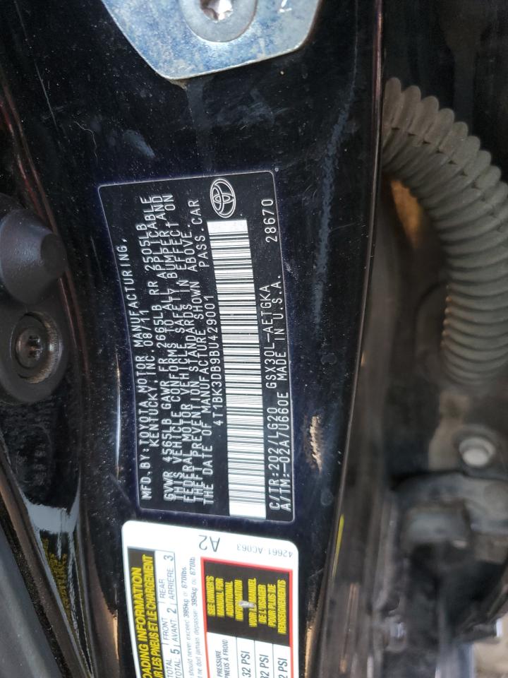 2011 Toyota Avalon VIN 4T1BK3DB9BU429001 Copart auction photo, front end / all over damage thumbnail 12