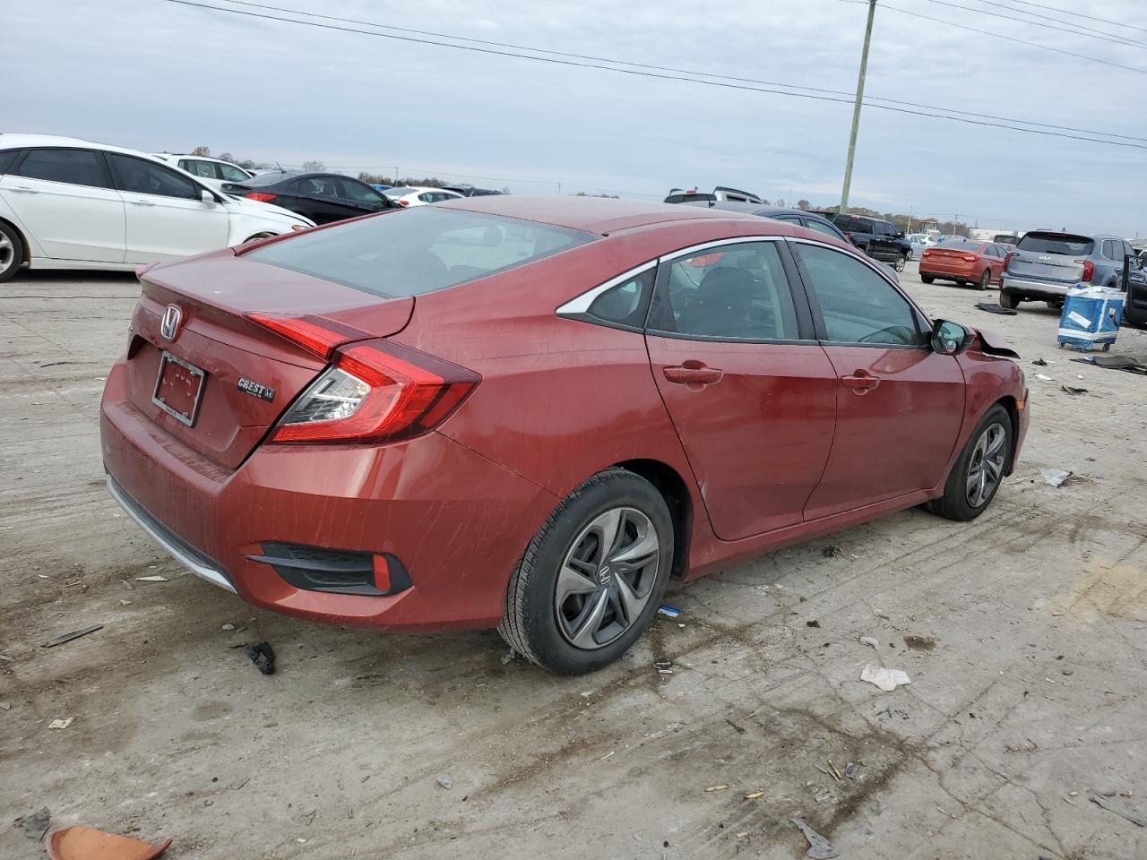 2021 Honda Civic VIN 2HGFC2F62MH555706 Copart auction photo, top/roof / front end damage thumbnail 3