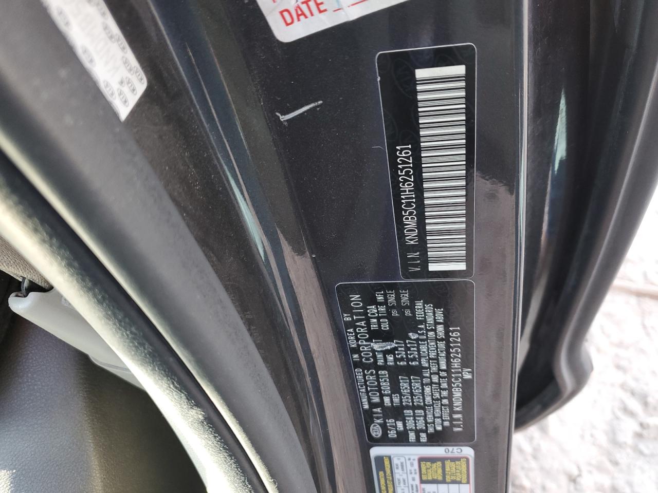 2017 KIA Sedona VIN KNDMB5C11H6251261 Copart auction photo, mechanical damage thumbnail 13