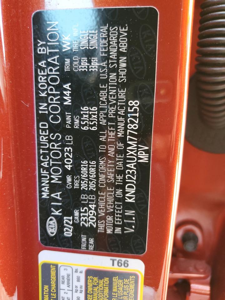2021 KIA Soul VIN KNDJ23AUXM7782158 Copart auction photo, front end / side damage thumbnail 14