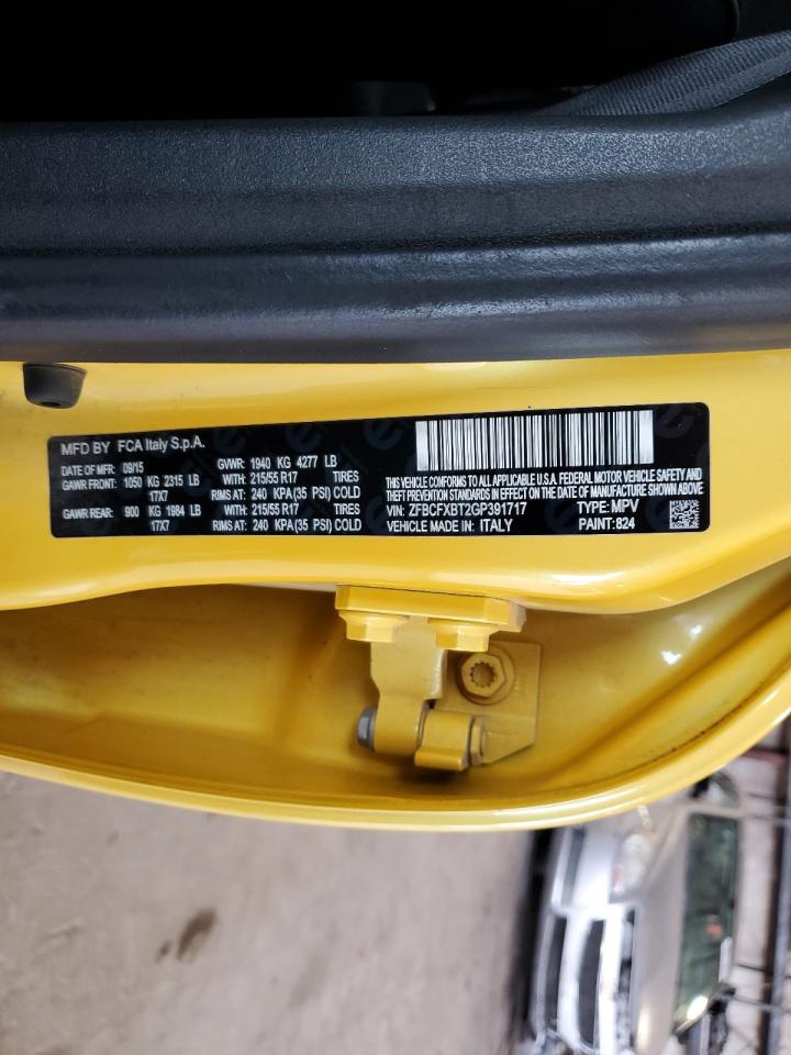 2016 Fiat 500 VIN ZFBCFXBT2GP391717 Copart auction photo, rear end / minor dent/scratches damage thumbnail 14