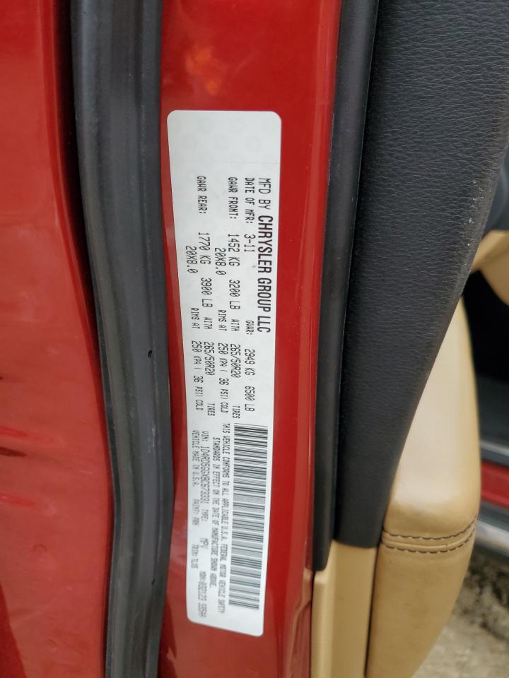 2011 Dodge Durango VIN 1D4RD5GGXBC673331 Copart auction photo, rear end damage thumbnail 15