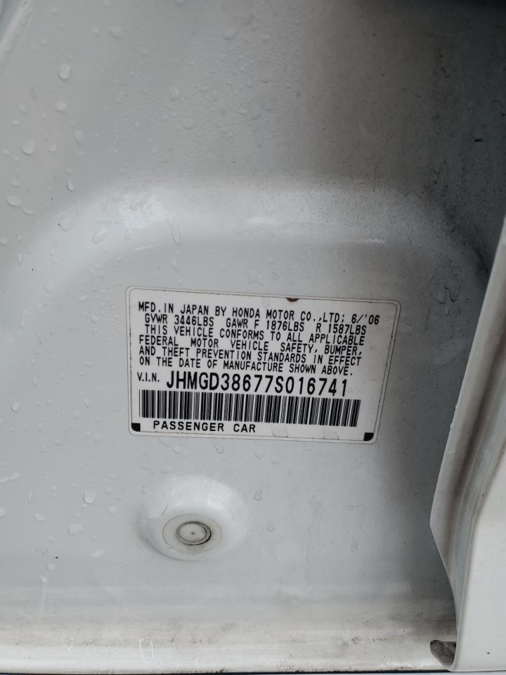 2007 Honda Fit VIN JHMGD38677S016741 Copart auction photo, rear end damage thumbnail 12