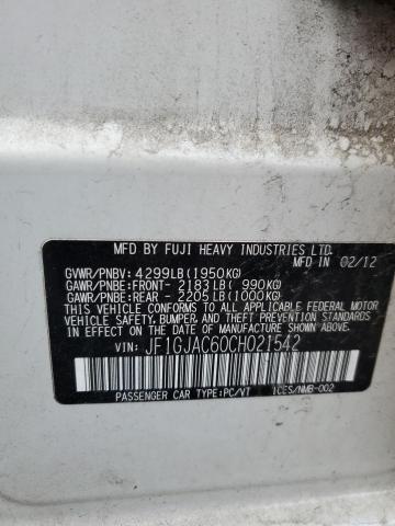 2012 Subaru Impreza VIN JF1GJAC60CH021542 Copart auction photo, front end damage thumbnail 13