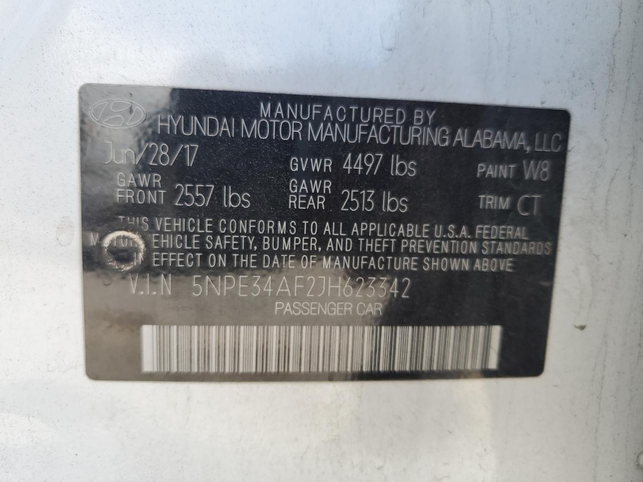 2018 Hyundai Sonata VIN 5NPE34AF2JH623342 Copart auction photo, front end damage thumbnail 12