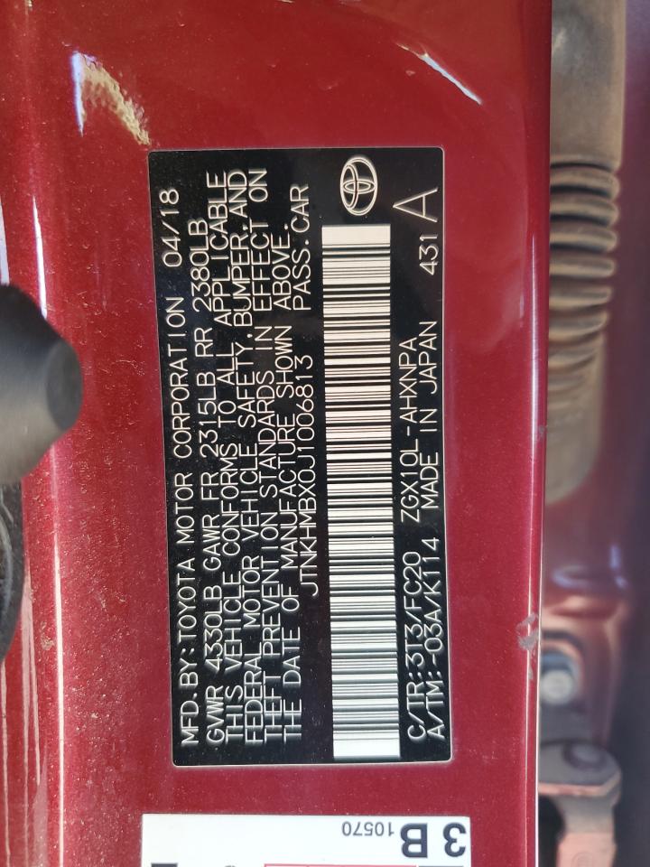 2018 Toyota C-HR VIN JTNKHMBX0J1006813 Copart auction photo, front end damage thumbnail 15