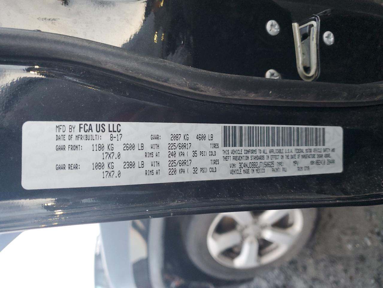 2018 Jeep Compass VIN 3C4NJDBB2JT150625 Copart auction photo, front end damage thumbnail 13