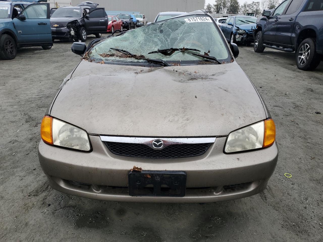 2000 Mazda Protege VIN JM1BJ2226Y0296668 Copart auction photo, top/roof / side damage thumbnail 5