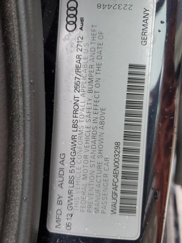 2014 Audi A6 VIN WAUGFAFC4EN003298 Copart auction photo, front end damage thumbnail 12
