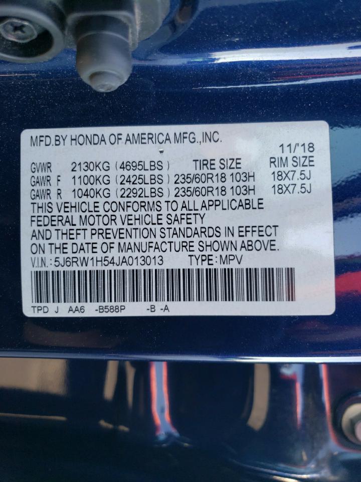 2018 Honda CR-V VIN 5J6RW1H54JA013013 Copart auction photo, side damage thumbnail 13