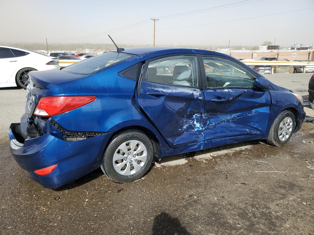 2015 Hyundai Accent VIN KMHCT4AE6FU922811 Copart auction photo, side / rear end damage thumbnail 3