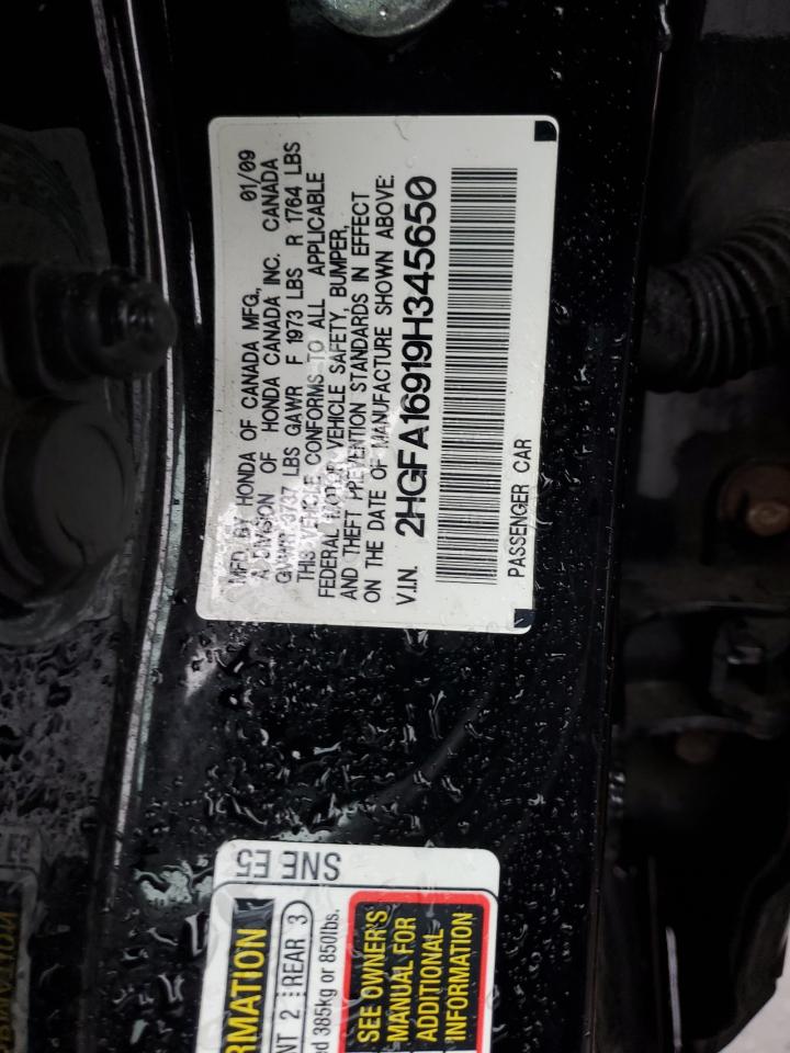 2009 Honda Civic VIN 2HGFA16919H345650 Copart auction photo, rear end / front end damage thumbnail 12