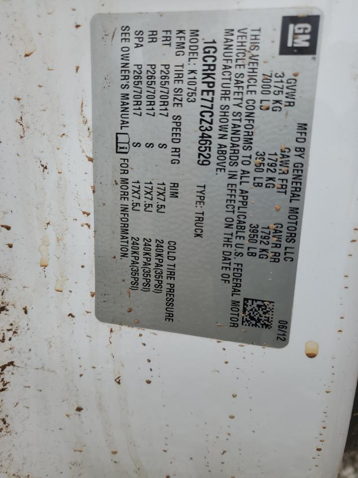 2012 Chevrolet Silverado VIN 1GCRKPE77CZ346529 Copart auction photo, rollover damage thumbnail 12