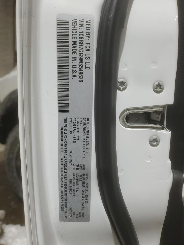 2021 RAM 1500 VIN 1C6RR7GG9MS549626 Copart auction photo, rear end / all over damage thumbnail 15