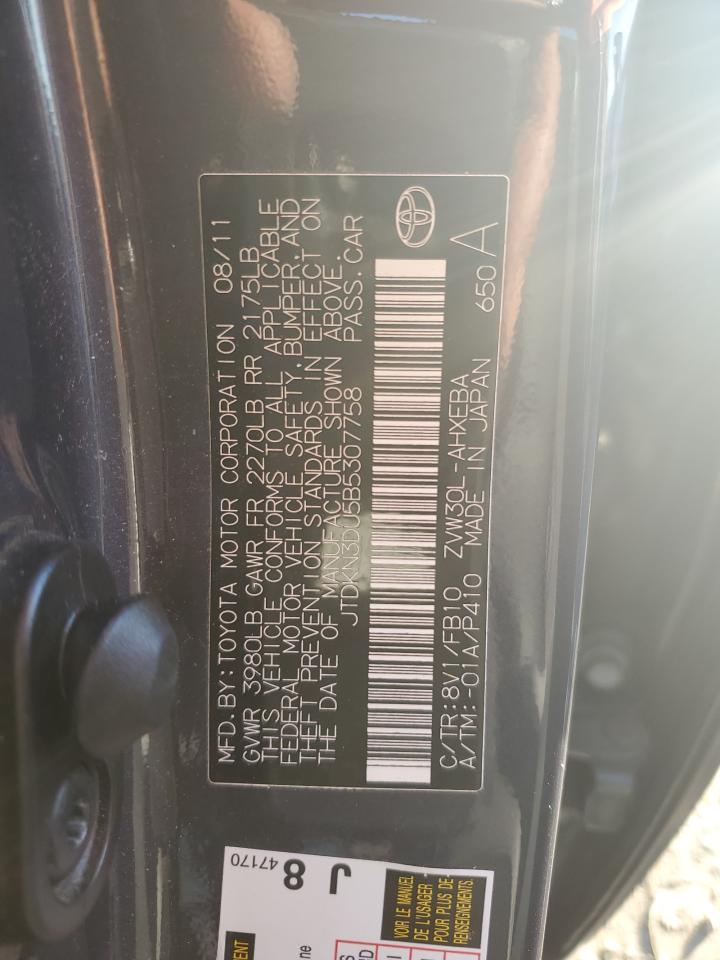 2011 Toyota Prius VIN JTDKN3DU5B5307758 Copart auction photo, front end damage thumbnail 13