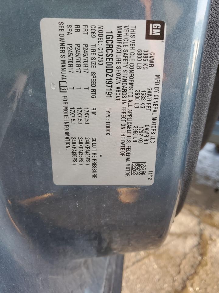 2013 Chevrolet Silverado VIN 1GCRCSE00DZ197191 Copart auction photo, all over damage thumbnail 12