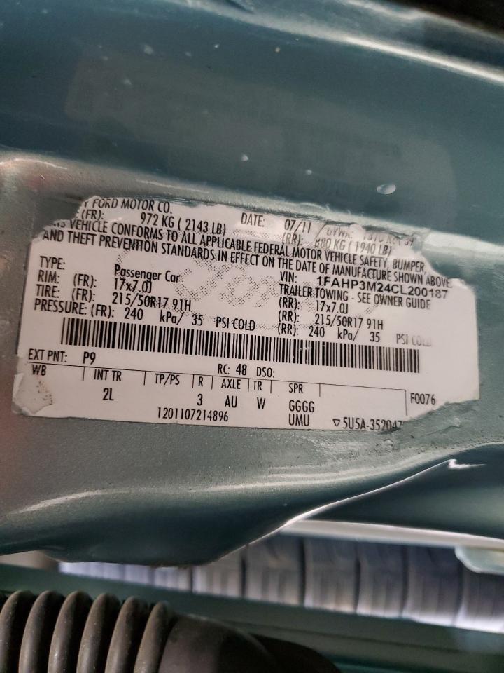 2012 Ford Focus VIN 1FAHP3M24CL200187 Copart auction photo, front end / side damage thumbnail 13