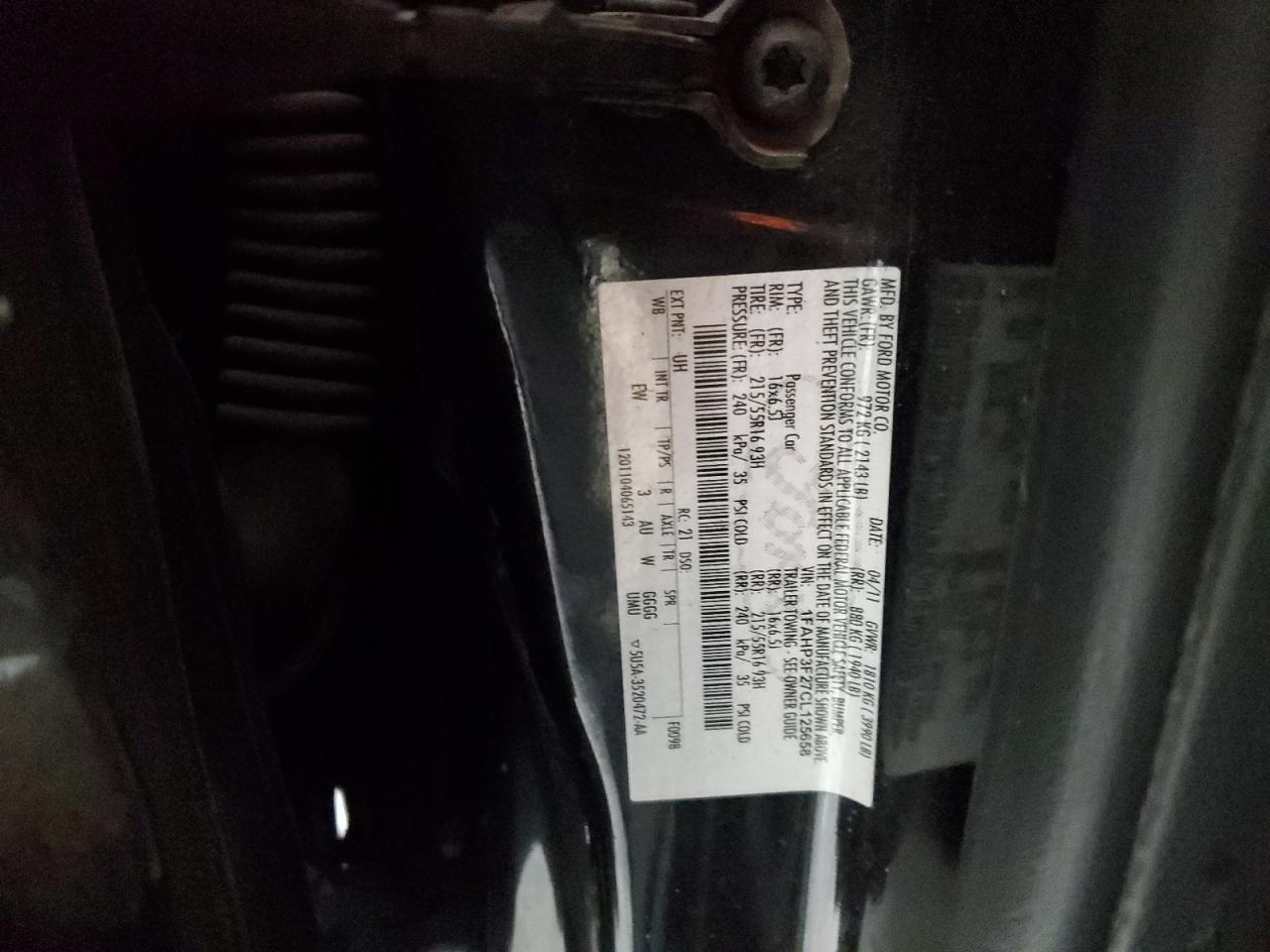 2012 Ford Focus VIN 1FAHP3F27CL125658 Copart auction photo, front end / minor dent/scratches damage thumbnail 12