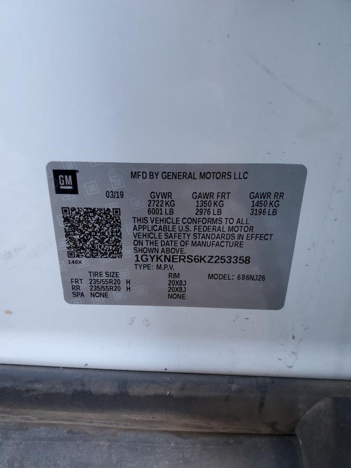 2019 Cadillac XT5 VIN 1GYKNERS6KZ253358 Copart auction photo, front end / side damage thumbnail 12