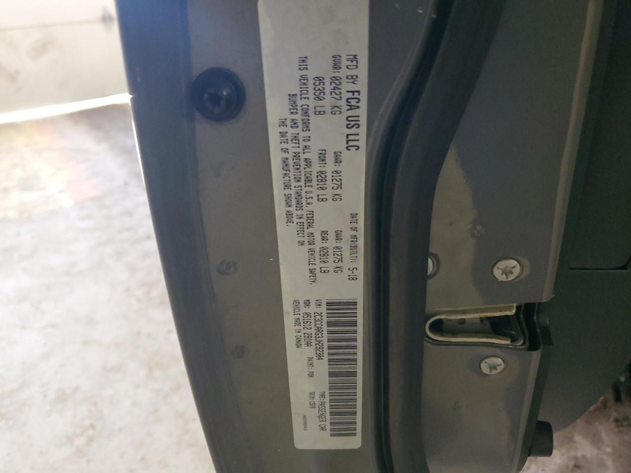 2018 Chrysler 300 VIN 2C3CCARG3JH292304 Copart auction photo, front end / mechanical damage thumbnail 12