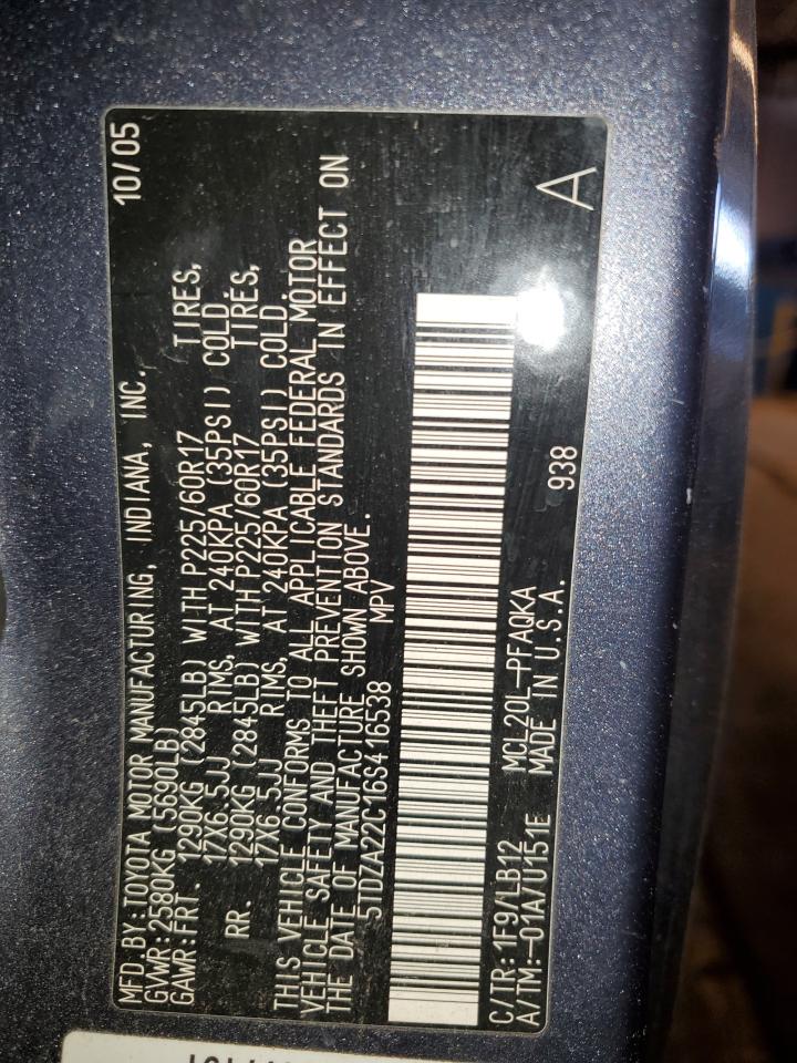 2006 Toyota Sienna VIN 5TDZA22C16S416538 Copart auction photo, normal wear / minor dent/scratches damage thumbnail 13