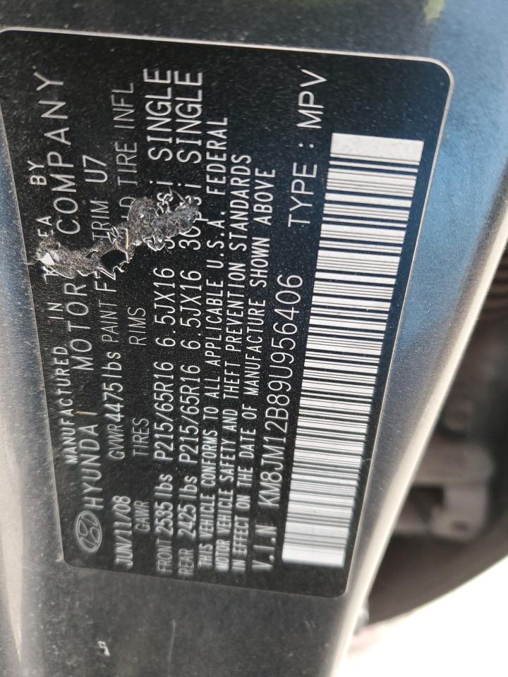 2009 Hyundai Tucson VIN KM8JM12B89U956406 Copart auction photo, front end damage thumbnail 15