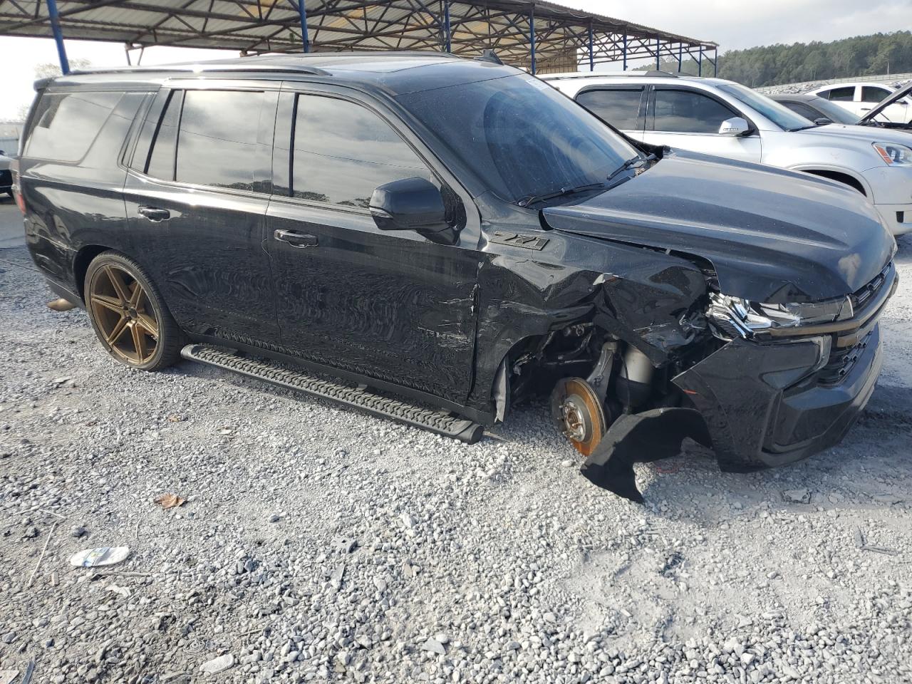 2021 Chevrolet Tahoe VIN 1GNSKPKDXMR264900 Copart auction photo, front end / side damage thumbnail 4