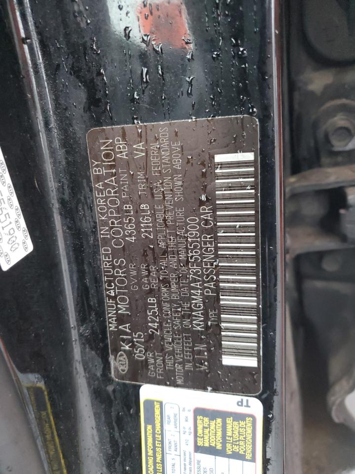 2015 KIA Optima VIN KNAGM4A73F5651900 Copart auction photo, vandalism / all over damage thumbnail 12
