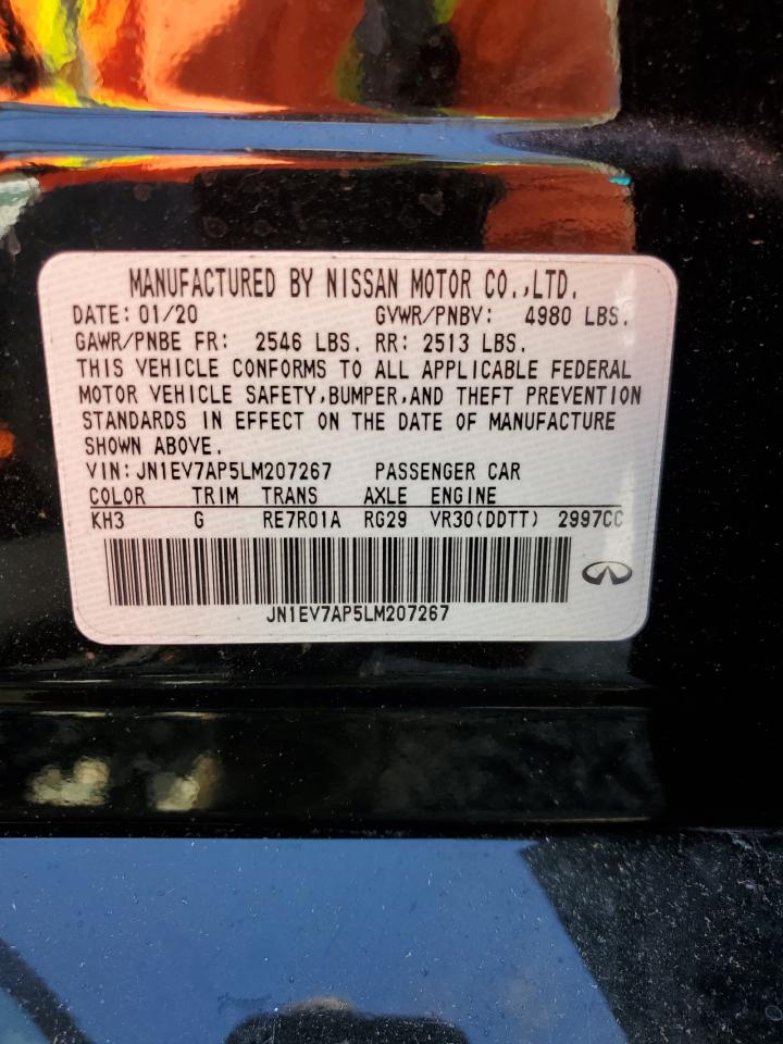 2020 Infiniti Q50 VIN JN1EV7AP5LM207267 Copart auction photo, front end / side damage thumbnail 13