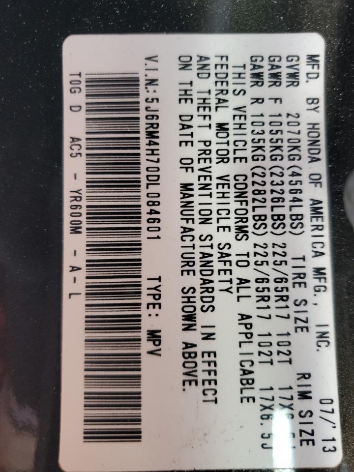 2013 Honda CR-V VIN 5J6RM4H70DL084601 Copart auction photo, front end damage thumbnail 14