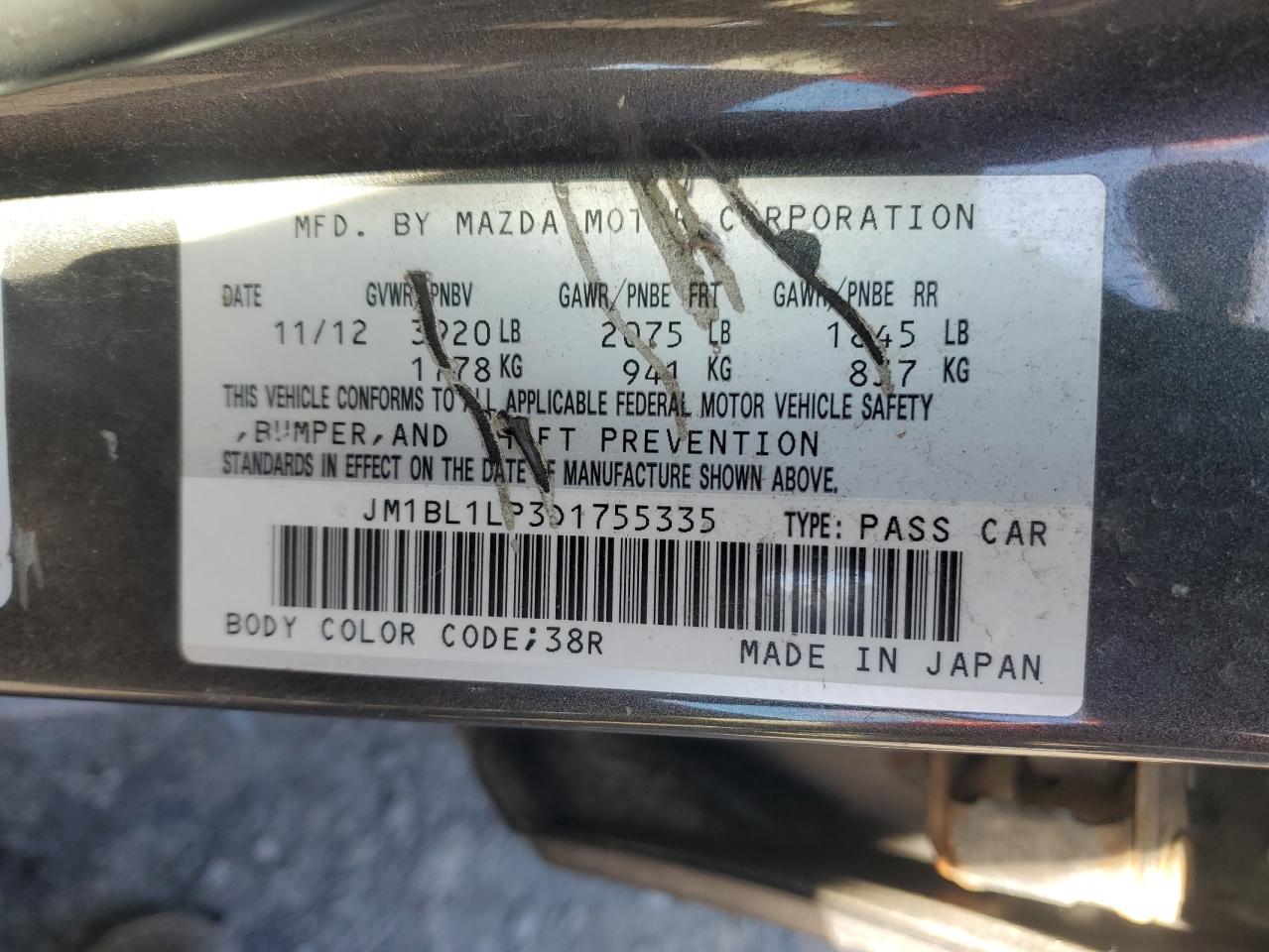 2013 Mazda 3 VIN JM1BL1LP3D1755335 Copart auction photo, minor dent/scratches damage thumbnail 12